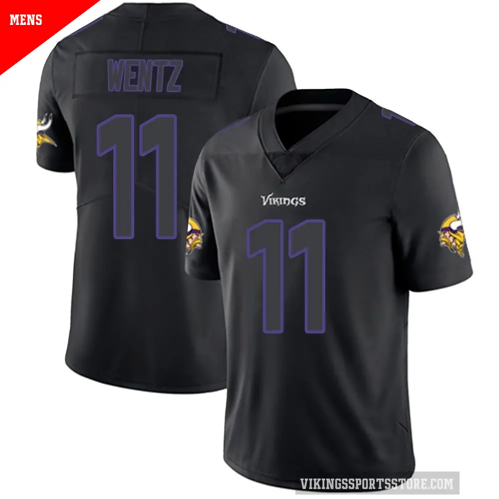 Men's Minnesota Vikings ＃11 Carson Wentz Black Impact Limited Jersey