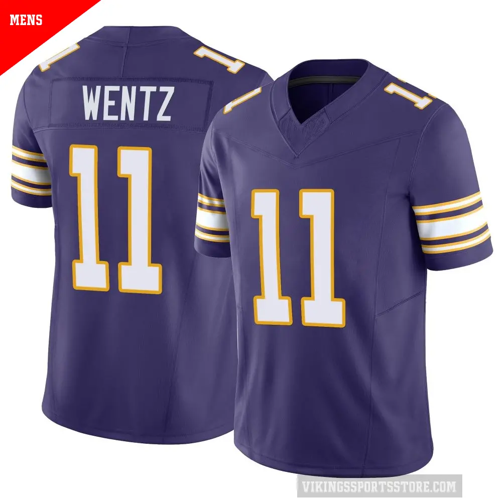 Men's Minnesota Vikings ＃11 Carson Wentz Purple Limited Classic Vapor F.U.S.E. Jersey