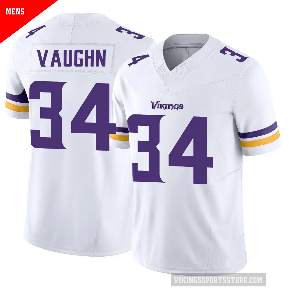 Men's Minnesota Vikings ＃34 Zemaiah Vaughn White Limited Vapor F.U.S.E. Jersey