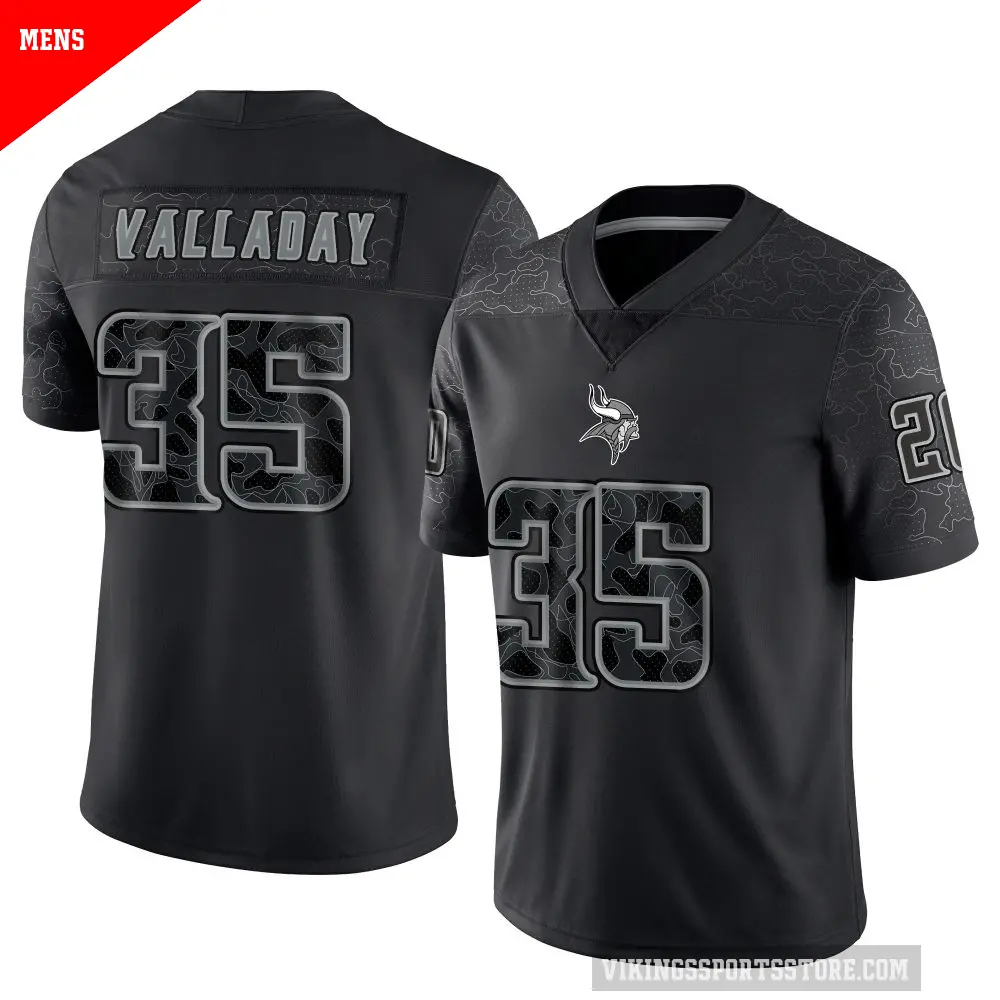 Men's Minnesota Vikings ＃35 Xazavian Valladay Black Limited Reflective Jersey
