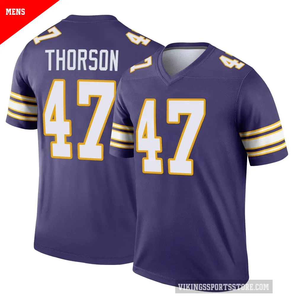 Men's Minnesota Vikings ＃47 Brett Thorson Purple Legend Classic Jersey