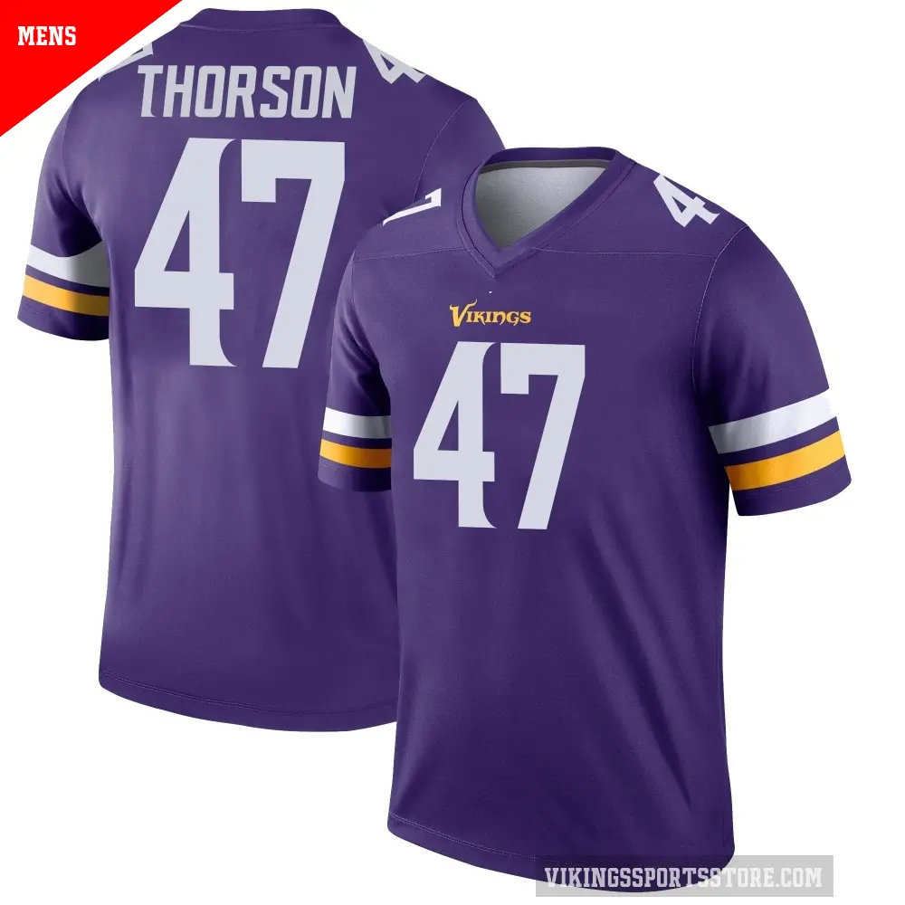 Men's Minnesota Vikings ＃47 Brett Thorson Purple Legend Jersey