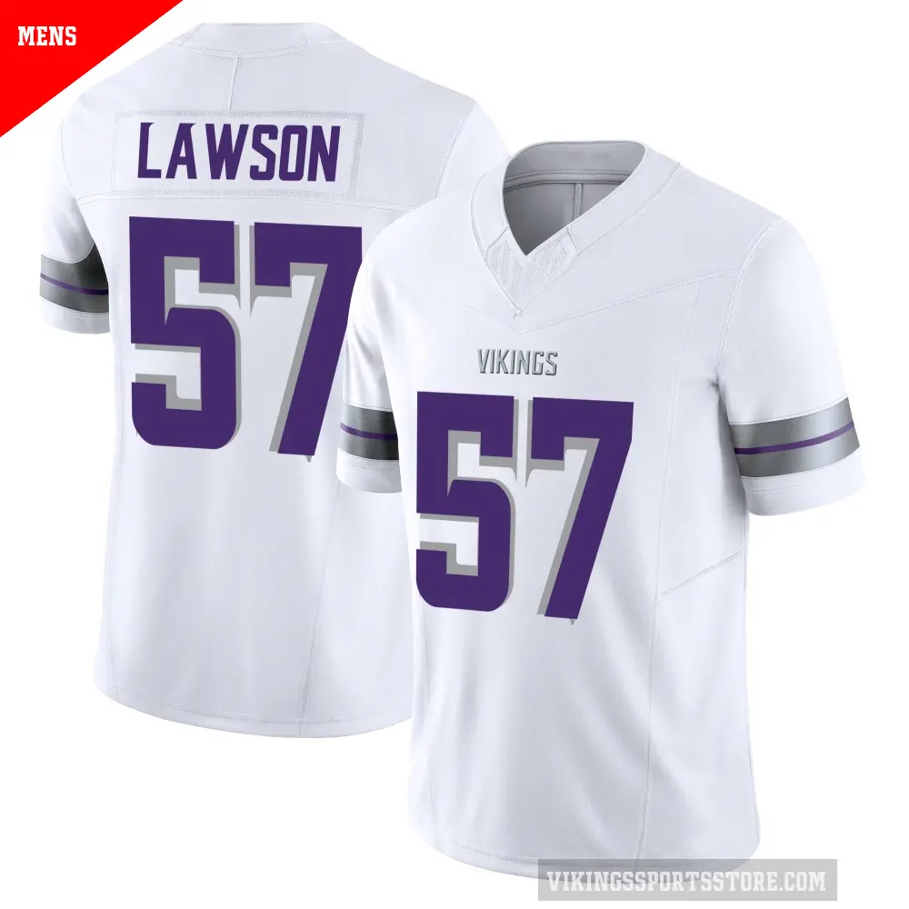 Men's Minnesota Vikings ＃57 Keli Lawson White Limited Alternate Vapor F.U.S.E. Jersey