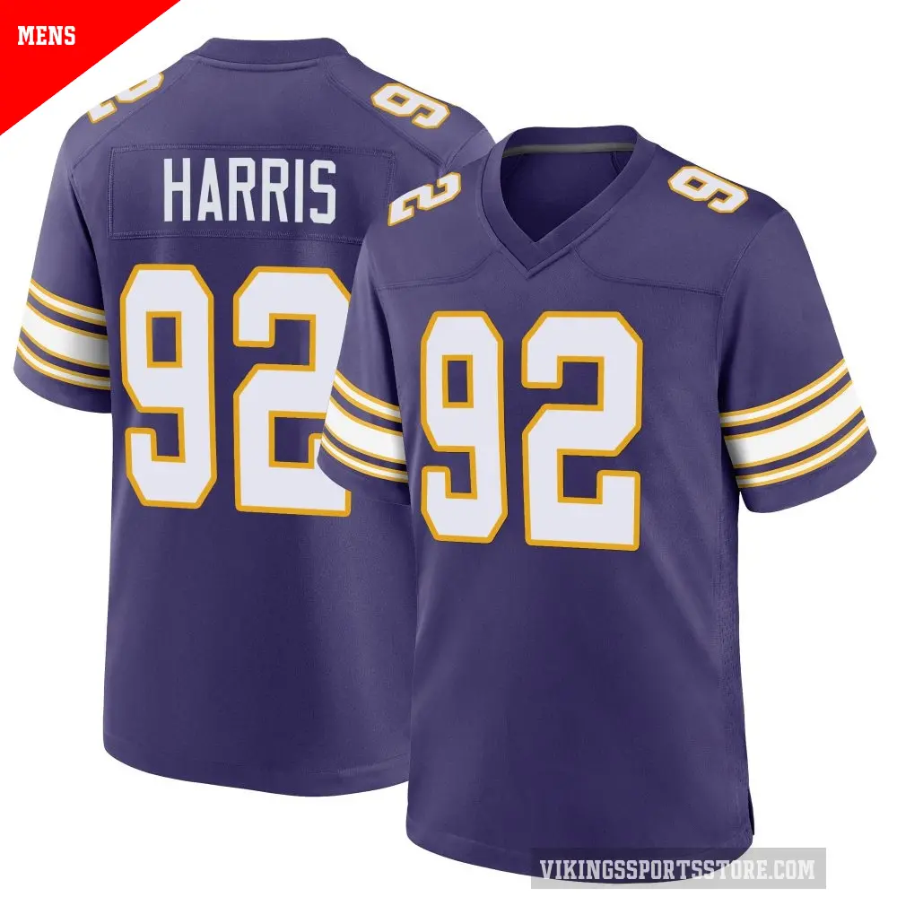 Men's Minnesota Vikings ＃92 Jonathan Harris Purple Game Classic Jersey