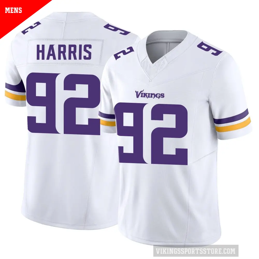 Men's Minnesota Vikings ＃92 Jonathan Harris White Limited Vapor F.U.S.E. Jersey