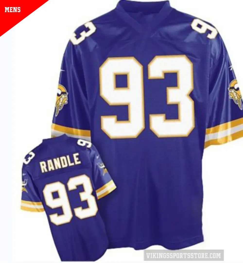Men's Minnesota Vikings ＃93 John Randle Purple Authentic Mitchell And Ness Team Color Throwback Jersey