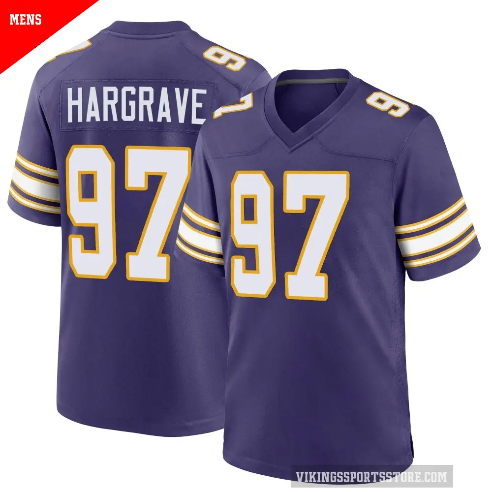 Men's Minnesota Vikings ＃97 Javon Hargrave Purple Game Classic Jersey