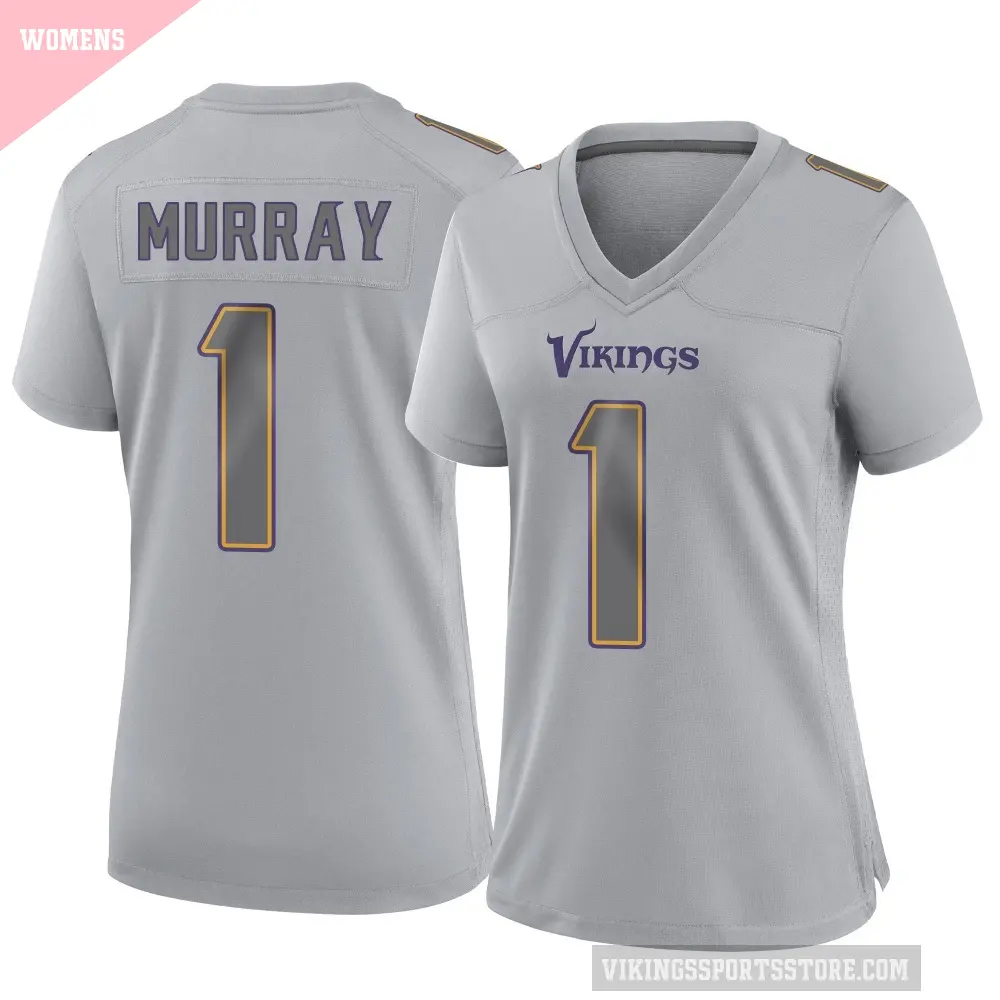 Women's Minnesota Vikings ＃1 Kyler Murray Gray Game Atmosphere Fashion Jersey