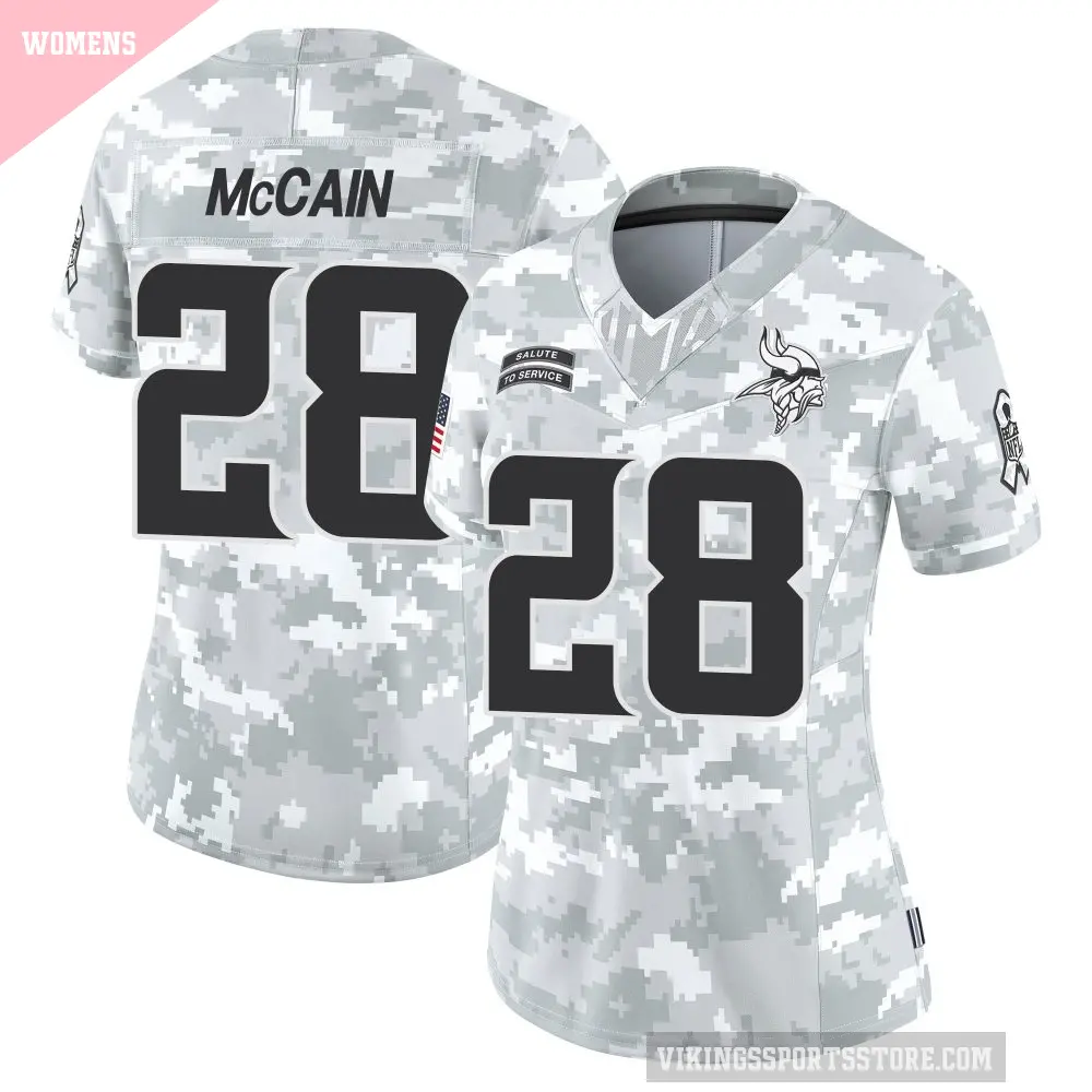 Women's Minnesota Vikings ＃28 Bobby McCain Arctic Camo Limited 2024 Salute to Service Jersey