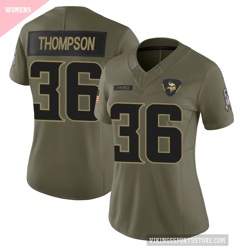 Women's Minnesota Vikings ＃36 NaJee Thompson Olive Limited 2025 Salute to Service Jersey
