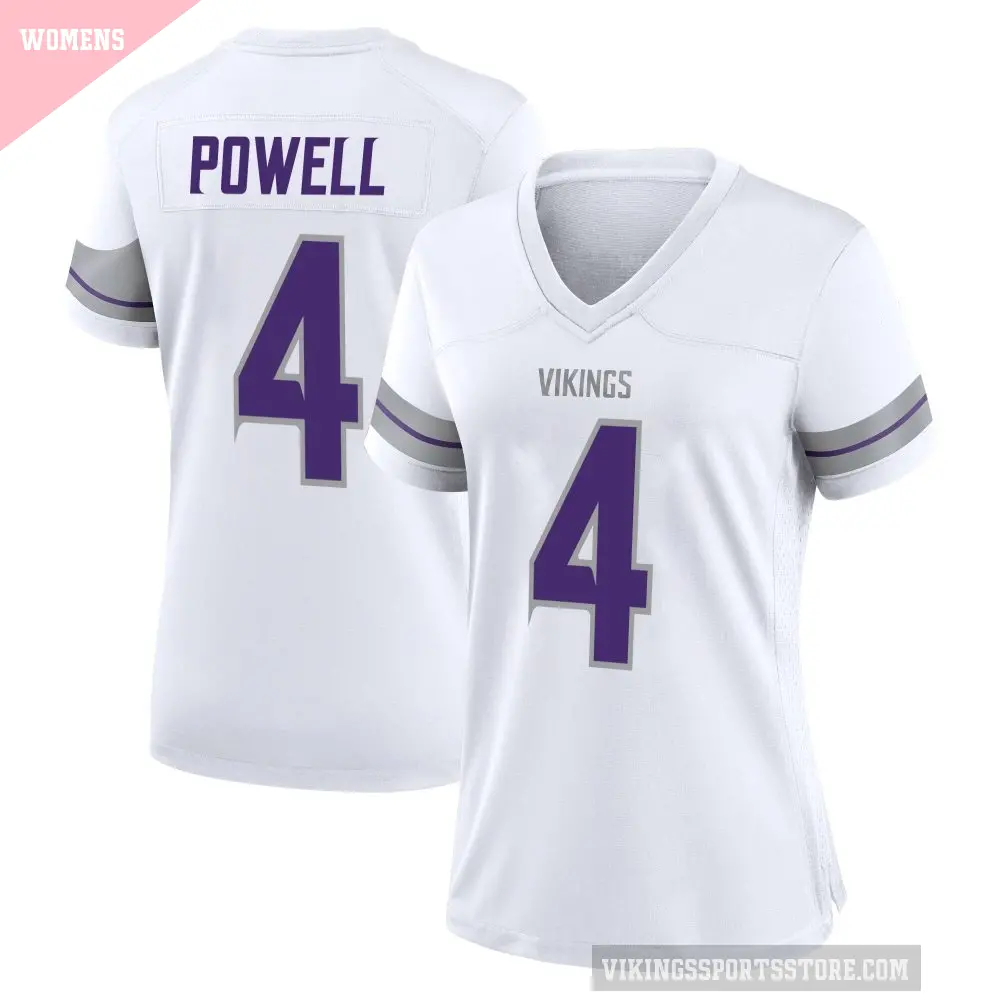 Women's Minnesota Vikings ＃4 Brandon Powell White Game Alternate Jersey