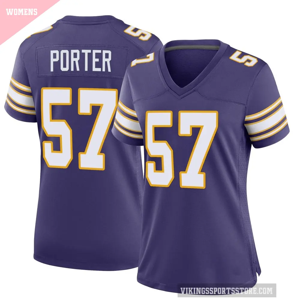 Women's Minnesota Vikings ＃57 Owen Porter Purple Game Classic Jersey