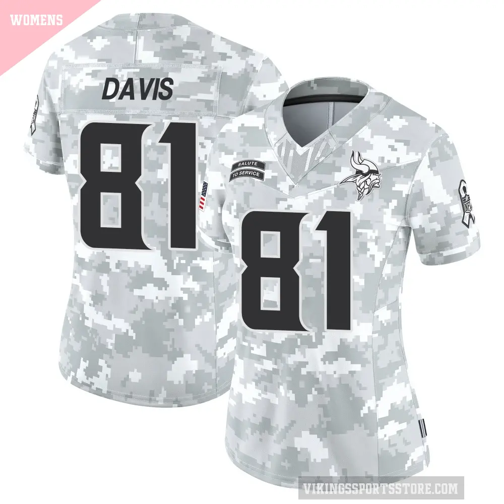 Women's Minnesota Vikings ＃81 Joaquin Davis Arctic Camo Limited 2024 Salute to Service Jersey
