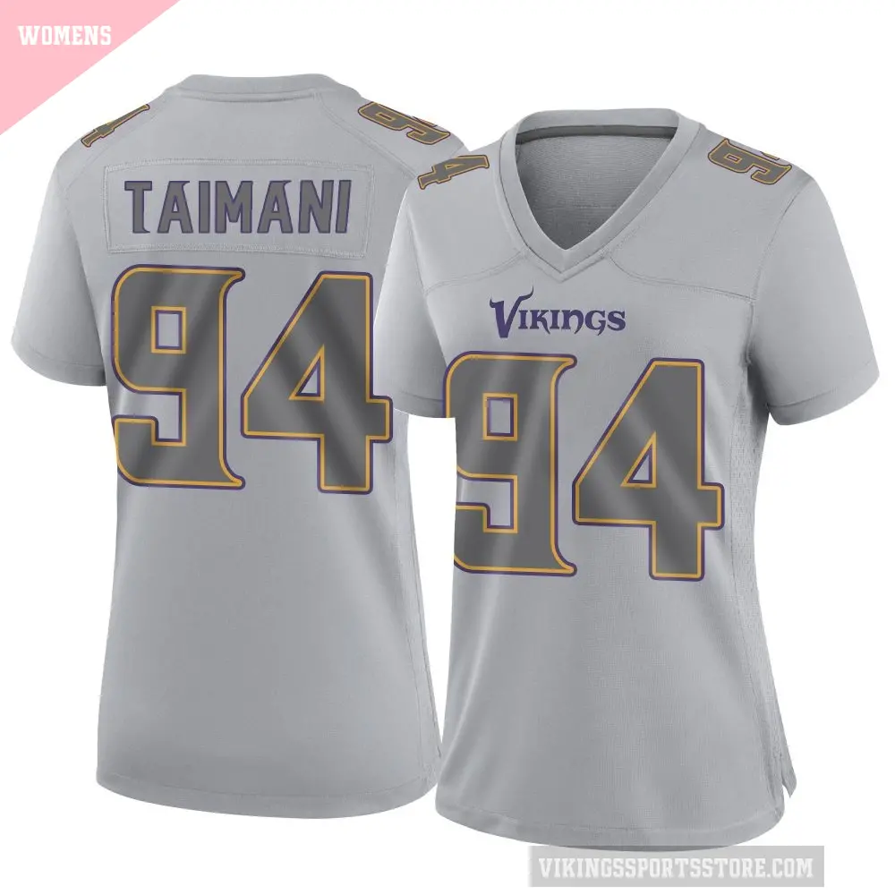 Women's Minnesota Vikings ＃94 Taki Taimani Gray Game Atmosphere Fashion Jersey