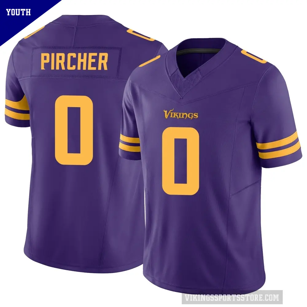 Youth Minnesota Vikings ＃0 Max Pircher Purple Limited Alternate Vapor F.U.S.E. Jersey