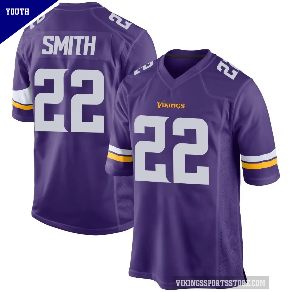 Youth Minnesota Vikings ＃22 Harrison Smith Purple Game Team Color Jersey
