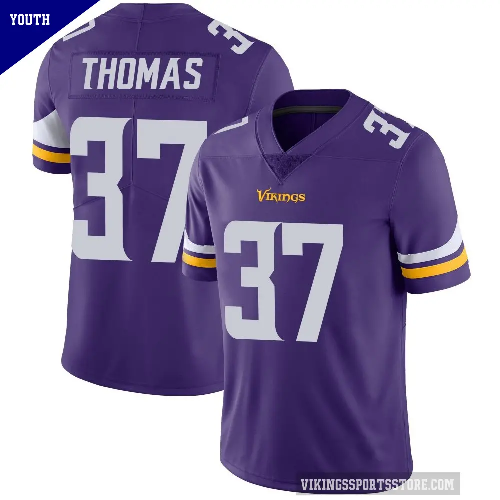 Youth Minnesota Vikings ＃37 Tavierre Thomas Purple Limited Team Color Vapor Untouchable Jersey