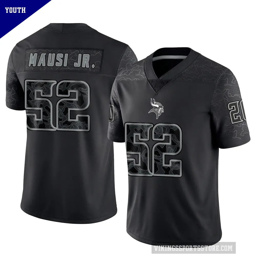 Youth Minnesota Vikings ＃52 Dorian Mausi Jr. Black Limited Reflective Jersey
