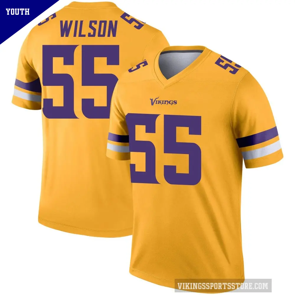 Youth Minnesota Vikings ＃55 Eric Wilson Gold Legend Inverted Jersey