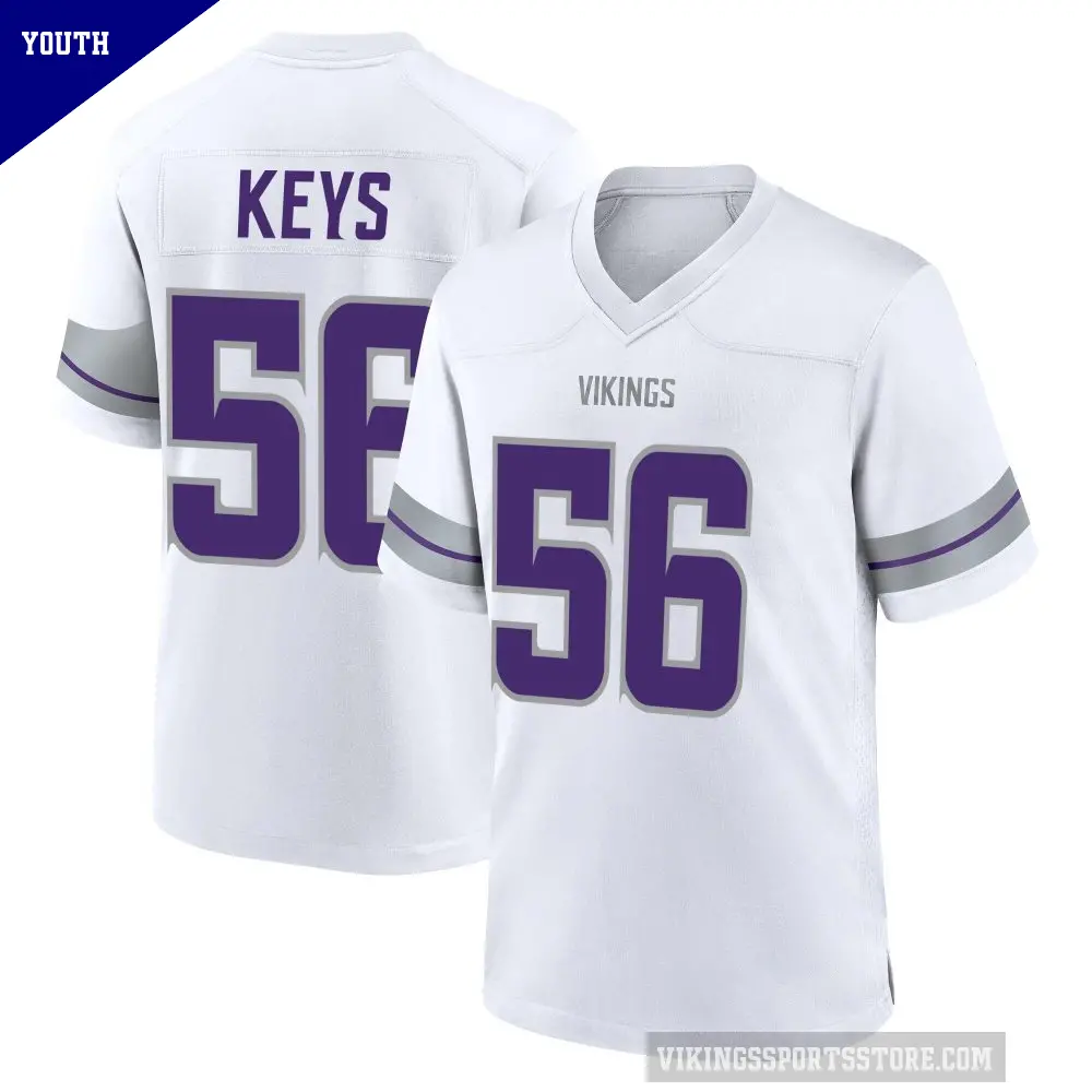 Youth Minnesota Vikings ＃56 Austin Keys White Game Alternate Jersey