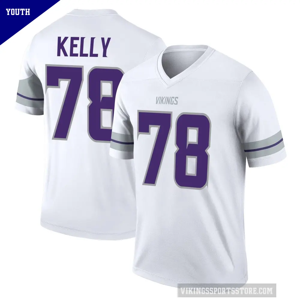 Youth Minnesota Vikings ＃78 Ryan Kelly White Legend Alternate Jersey