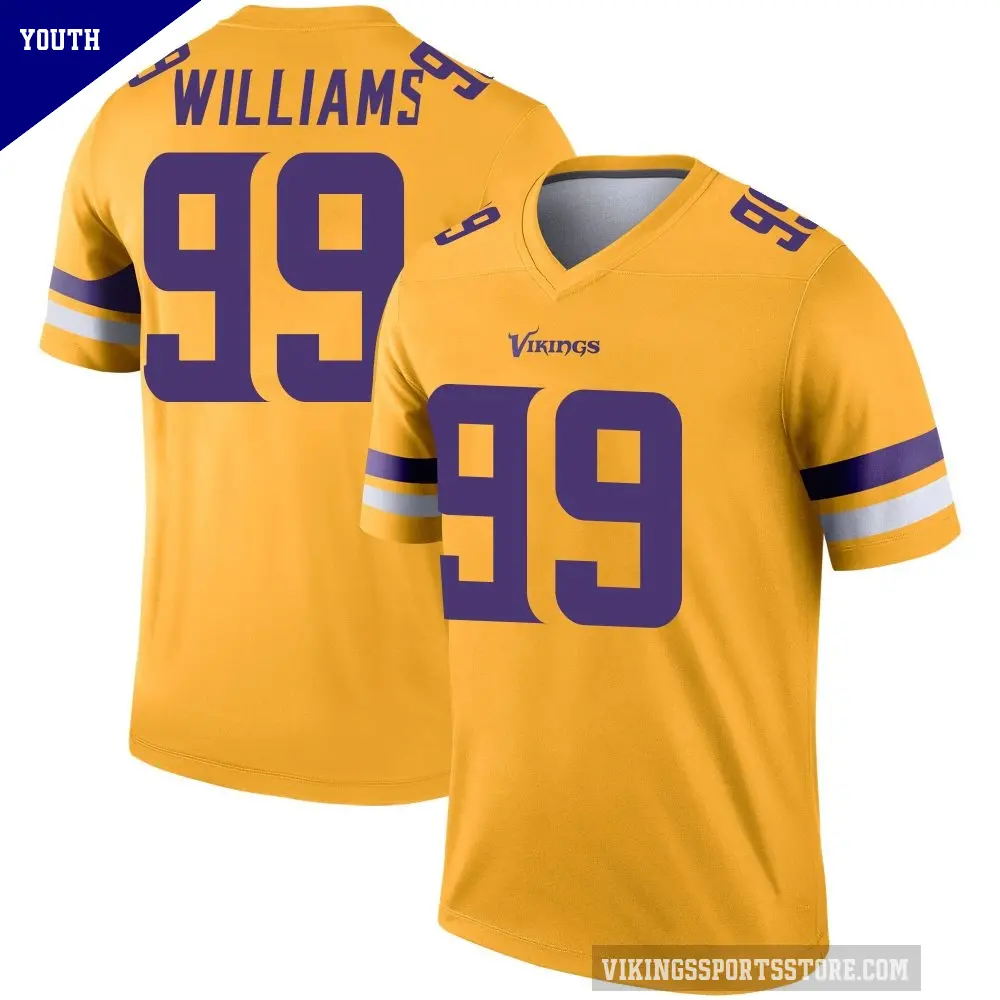 Youth Minnesota Vikings ＃99 Elijah Williams Gold Legend Inverted Jersey